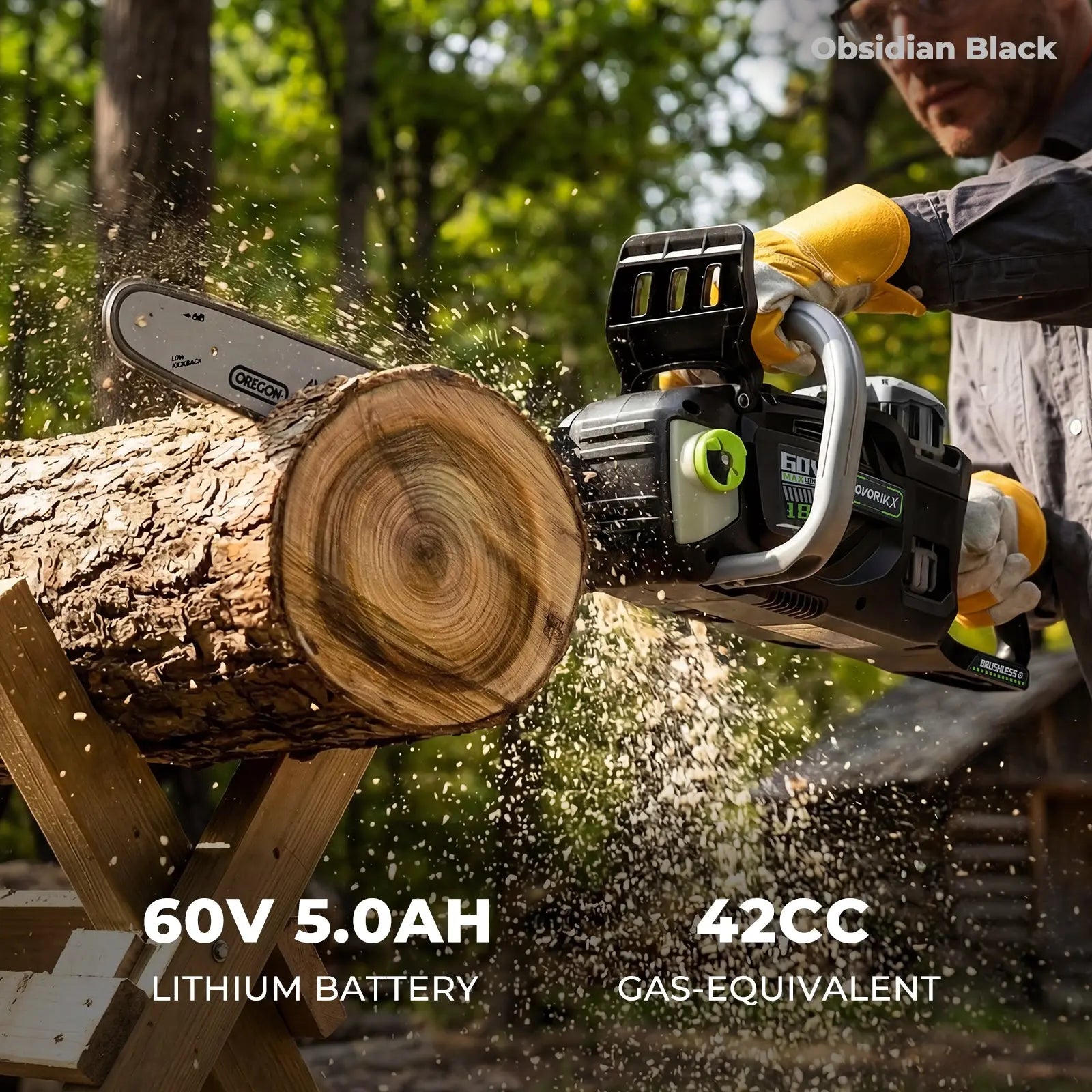 NovorikX Obsidian Black 60V Brushless 18-Inch & 16-Inch Chainsaw Kit NovorikX
