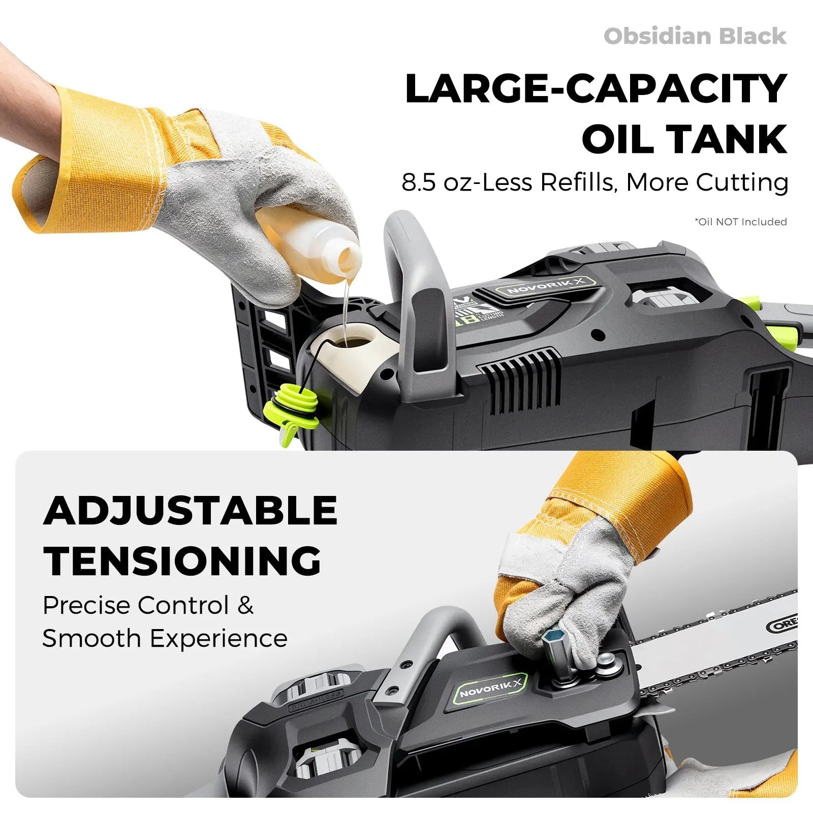 NovorikX Obsidian Black 60V Brushless 18-Inch & 16-Inch Chainsaw Kit NovorikX