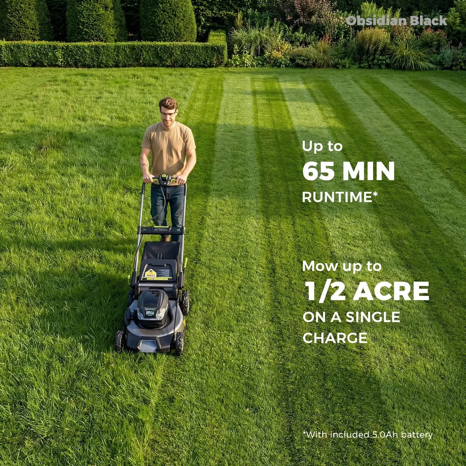 NovorikX Obsidian Black 60V Brushless 21-Inch Self-Propelled Lawn Mower Kit NovorikX