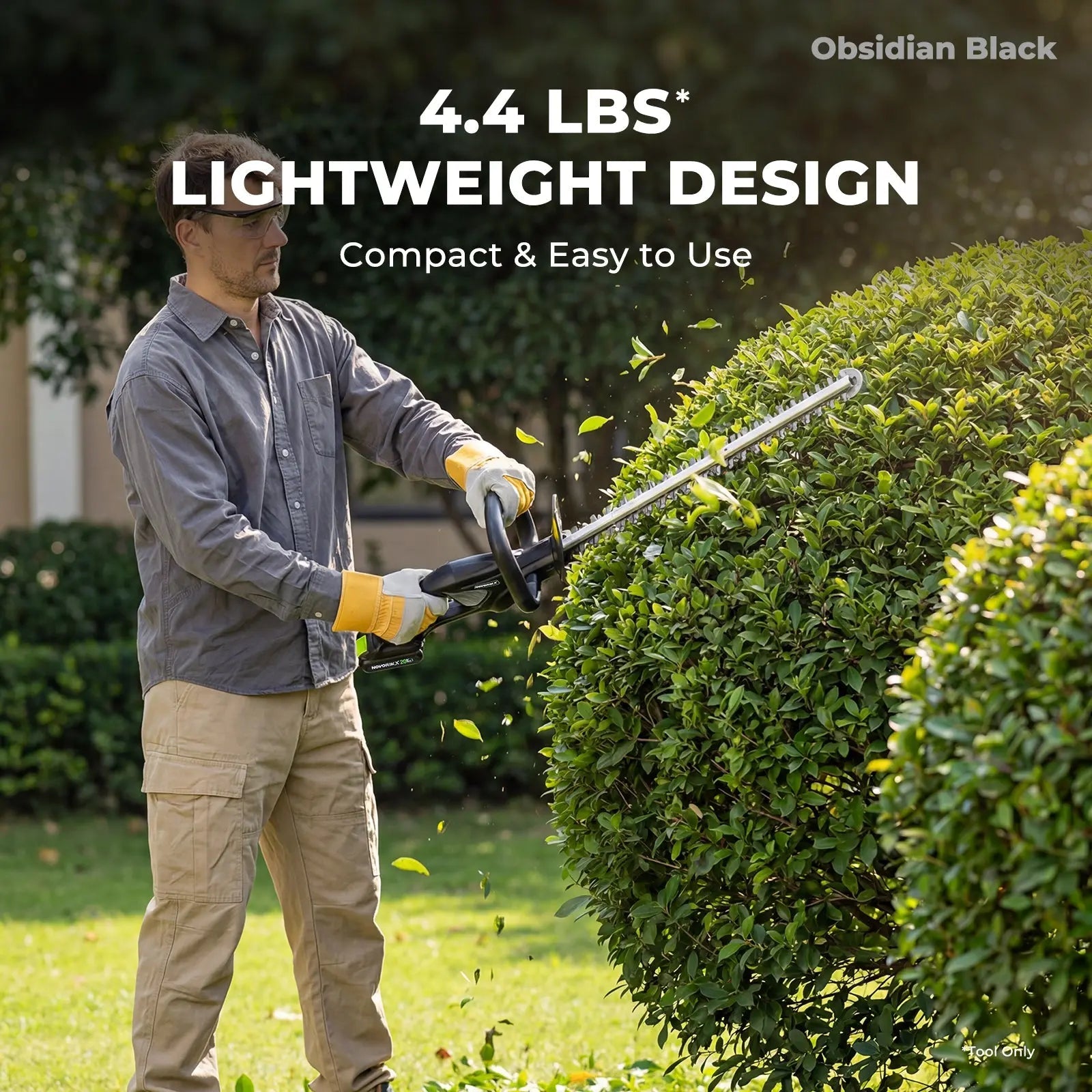 NovorikX Obsidian Black 20V Cordless 17-Inch Pole Hedge Trimmer Kit  NovorikX