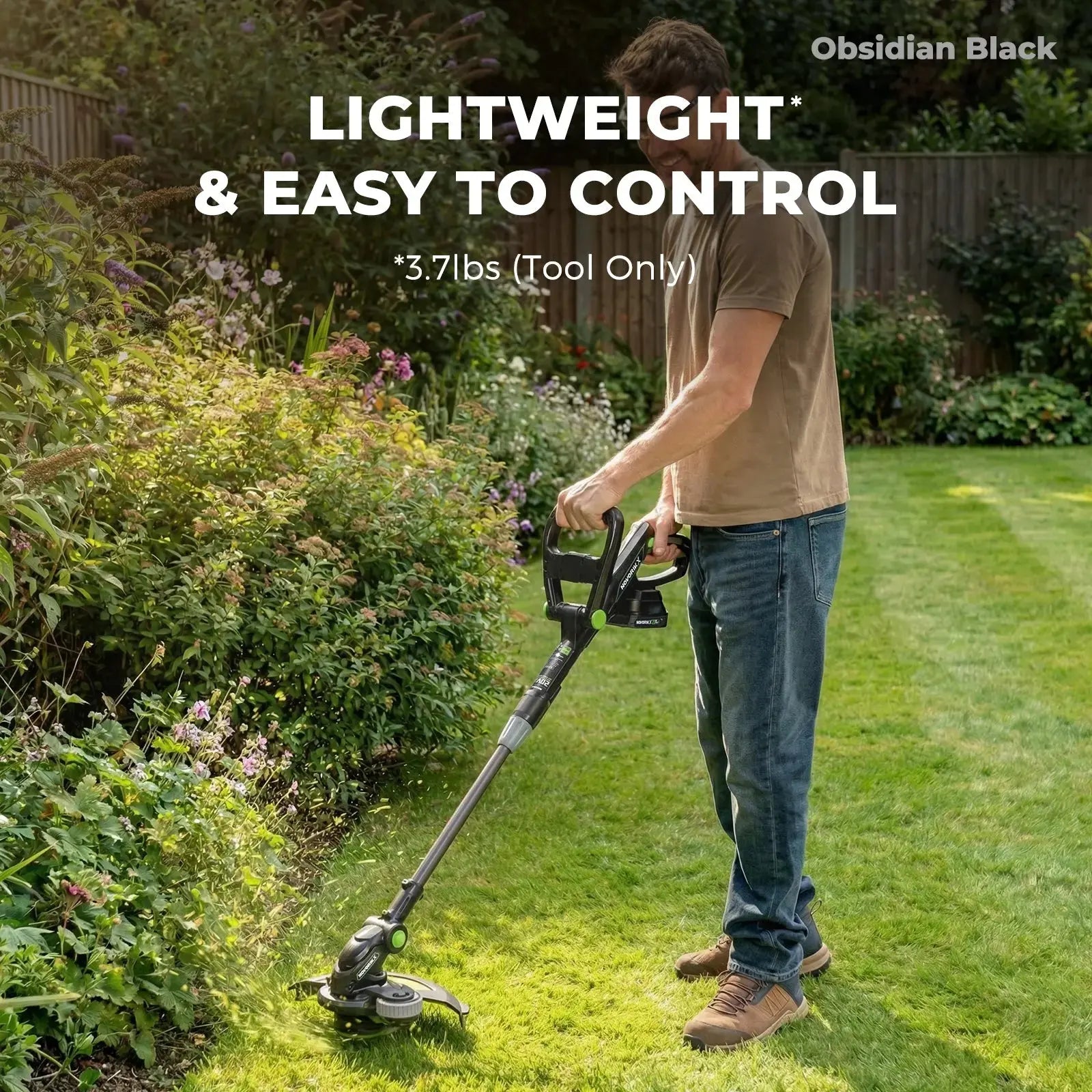 NovorikX Obsidian Black 20V Cordless 12-Inch Telescopic String Trimmer Kit  NovorikX