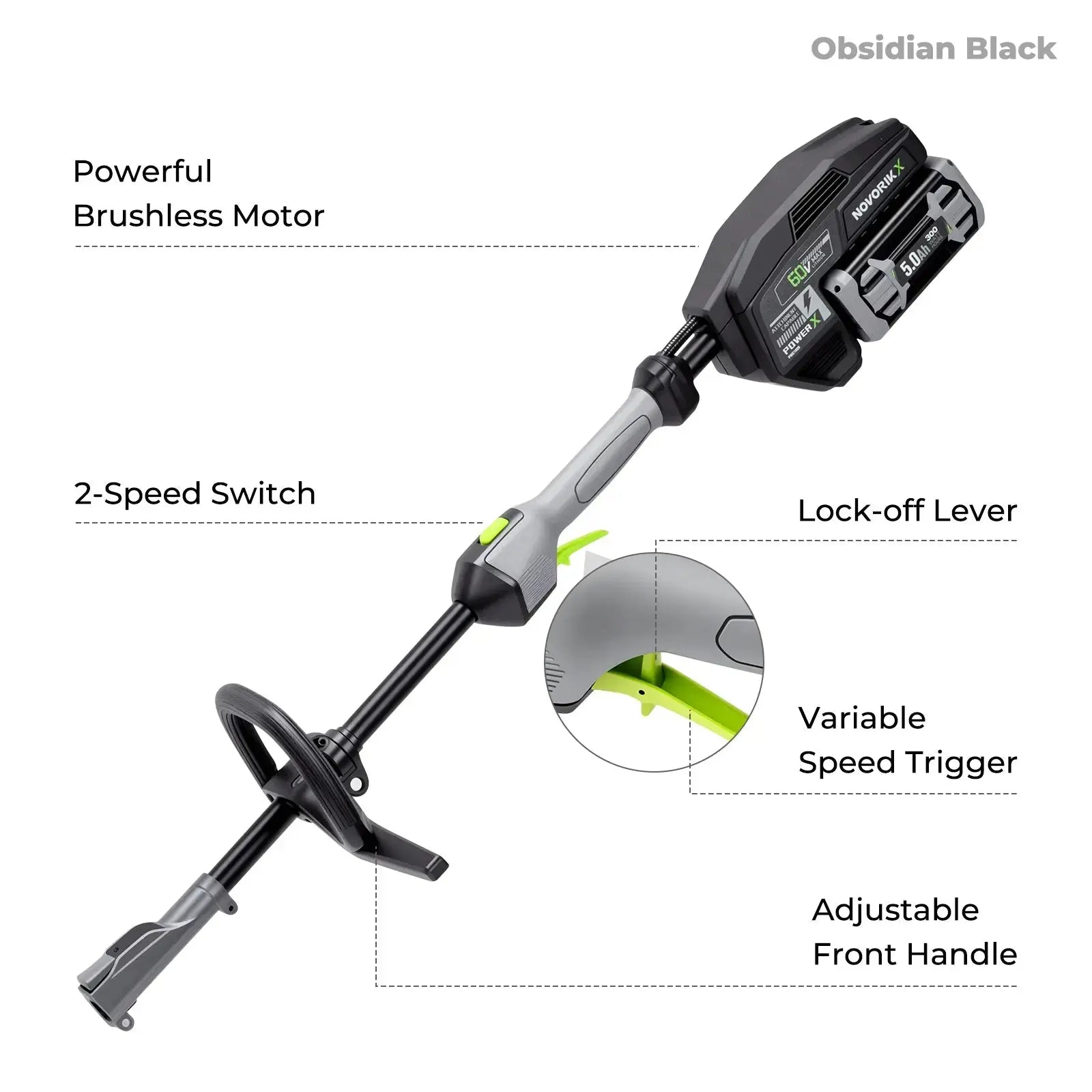 NovorikX Obsidian Black 60V Cordless Multi-Head Power Head  NovorikX