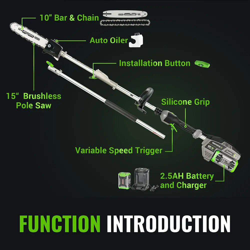 15-Inch 60V Electric Pole Saw - NovorikX