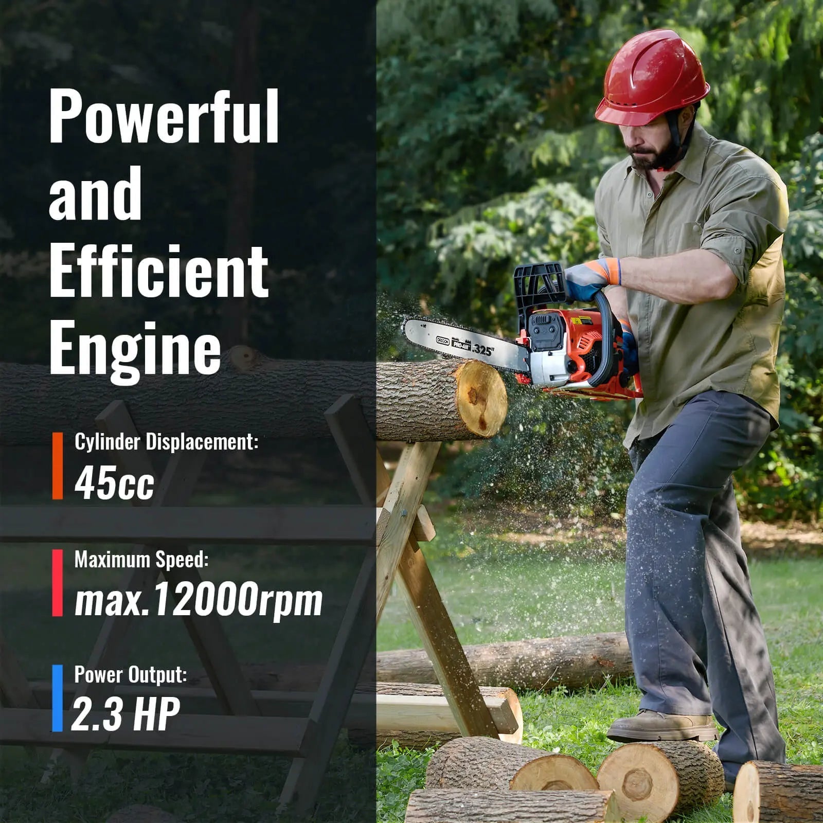 16/18-Inch Gas Powered Chainsaw (45CC)  NovorikX